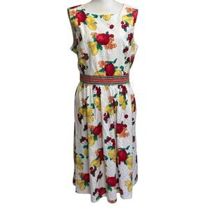 Eva Mendes Julianne fruit print dress, yellow/white, Easter, colorful, spring